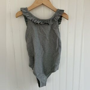 Rylee + Cru Shimmery One-Piece Bathing Suit in Mermaid Silver Blue